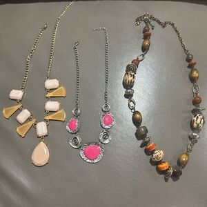 Vintage Lot Bib Necklaces hot pink signed ETC 90s Y2K Jewelry Necklace